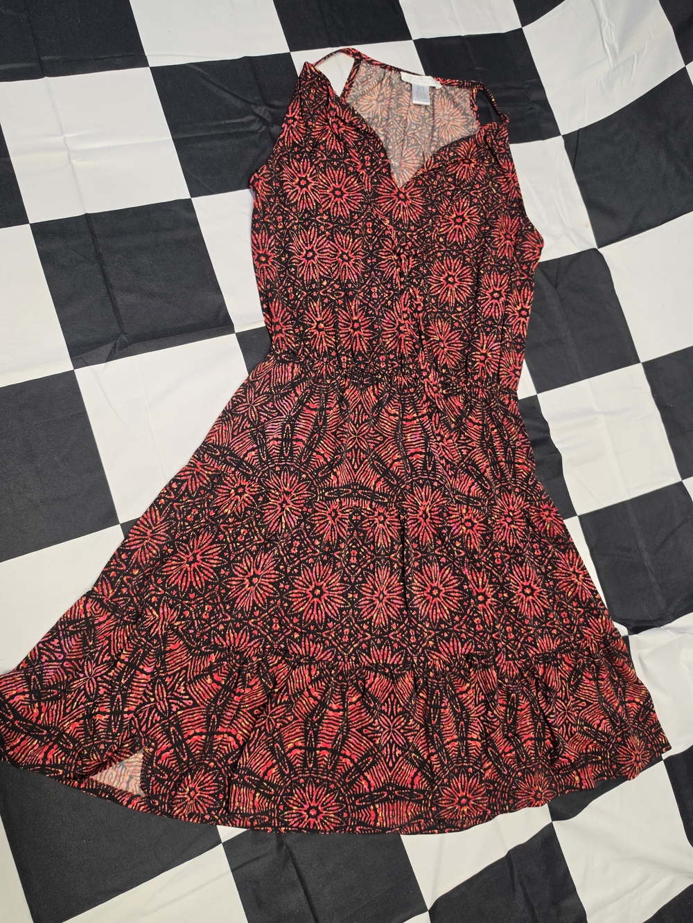 Red Floral Pattern Sleeveless Midi Dress - Comfortable Summer Style